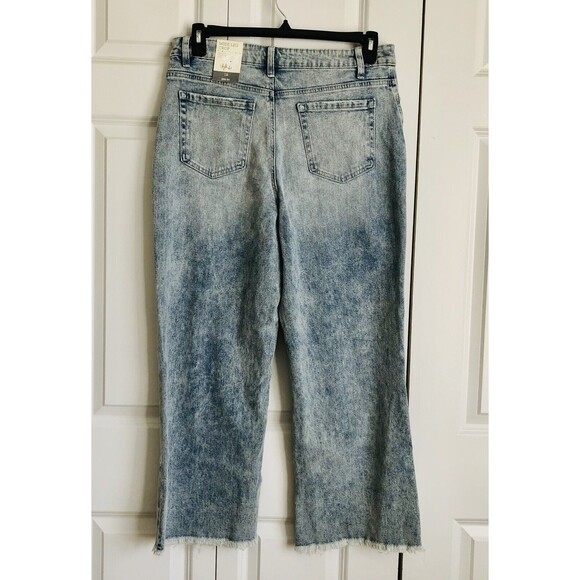 style & co. jeans wide crop size 12 wash blue Demin high rise slimming pockets - Picture 3 of 10